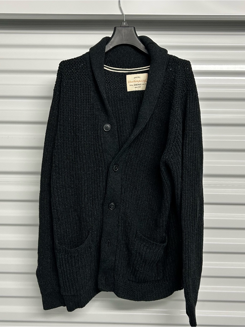 Men's Black Shawl Collar Cardigan Sweater